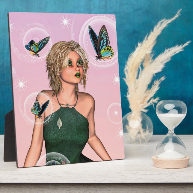 Sparkling Butterfly Fairy Fantasy Art Plaque (Side)
