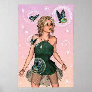Sparkling Butterfly Fairy Fantasy Art Poster