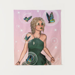 Sparkling Butterfly Fairy Fantasy Art Tapestry