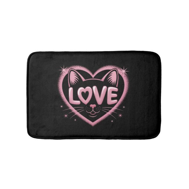 Sparkling Cat Love Bath Mat (Front)