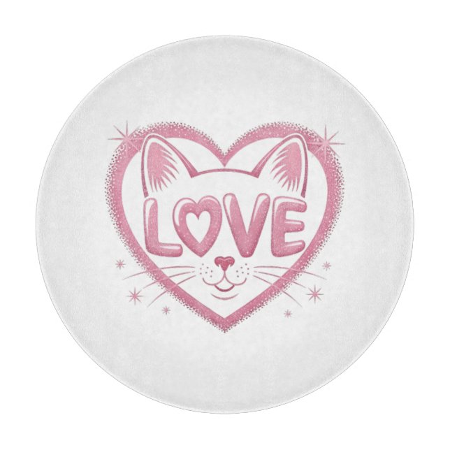 Sparkling Cat Love Cutting Board (Front)