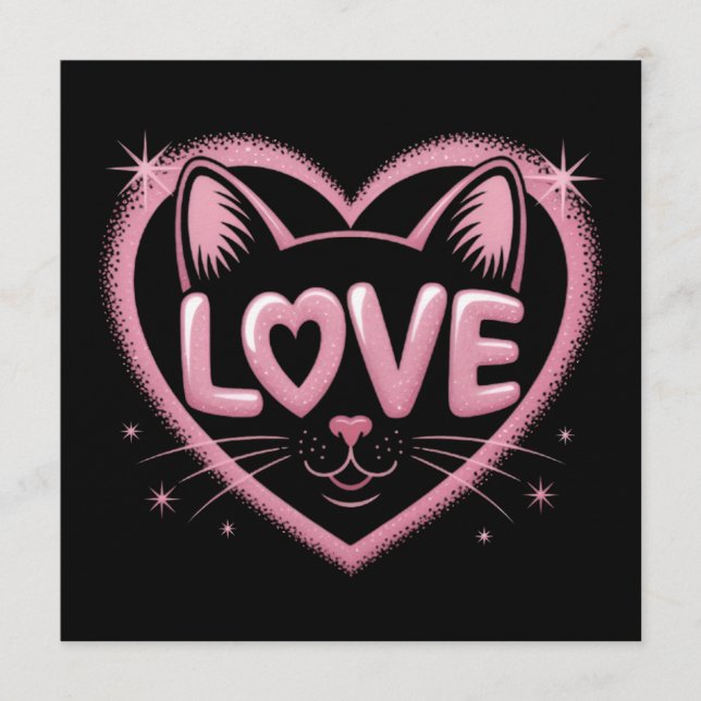 Sparkling Cat Love Invitation (Front)