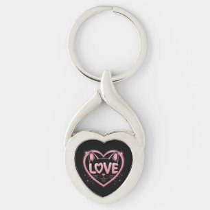 Sparkling Cat Love Key Ring