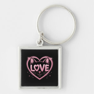 Sparkling Cat Love Key Ring