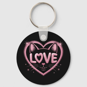 Sparkling Cat Love Key Ring