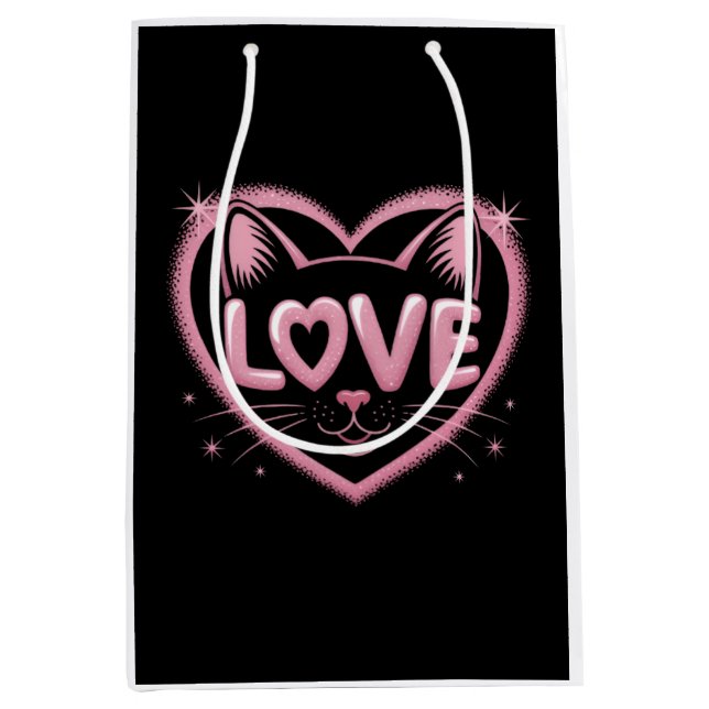 Sparkling Cat Love Medium Gift Bag (Front)