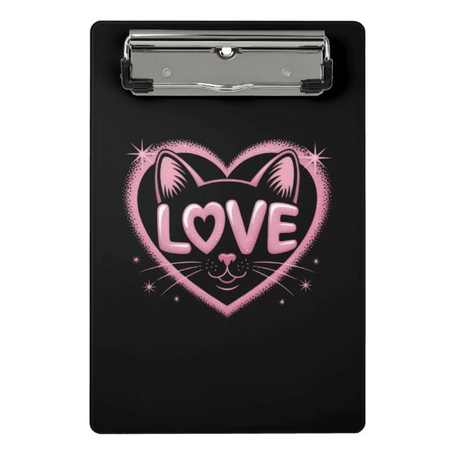 Sparkling Cat Love Mini Clipboard (Front)