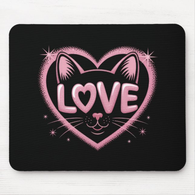 Sparkling Cat Love Mouse Mat (Front)