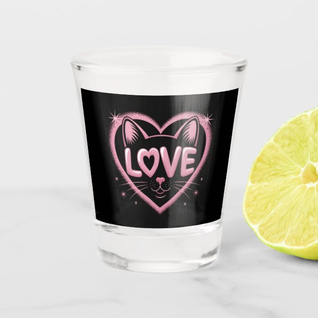 Sparkling Cat Love Shot Glass (Front)