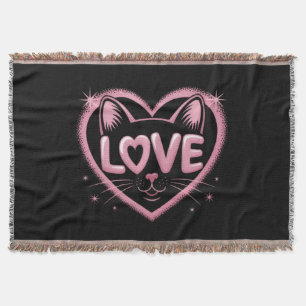 Sparkling Cat Love Throw Blanket