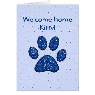 sparkling cat paw print - blue