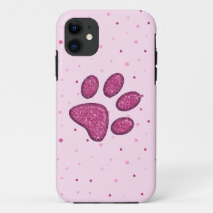 sparkling cat paw print - pink iPhone 11 case