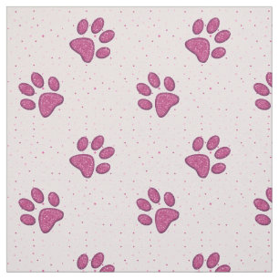 sparkling cat paw print - pink fabric