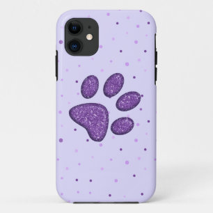 sparkling cat paw print - purple iPhone 11 case