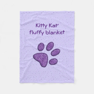 sparkling cat paw print - purple fleece blanket