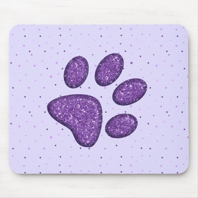 sparkling cat paw print - purple mouse mat (Front)