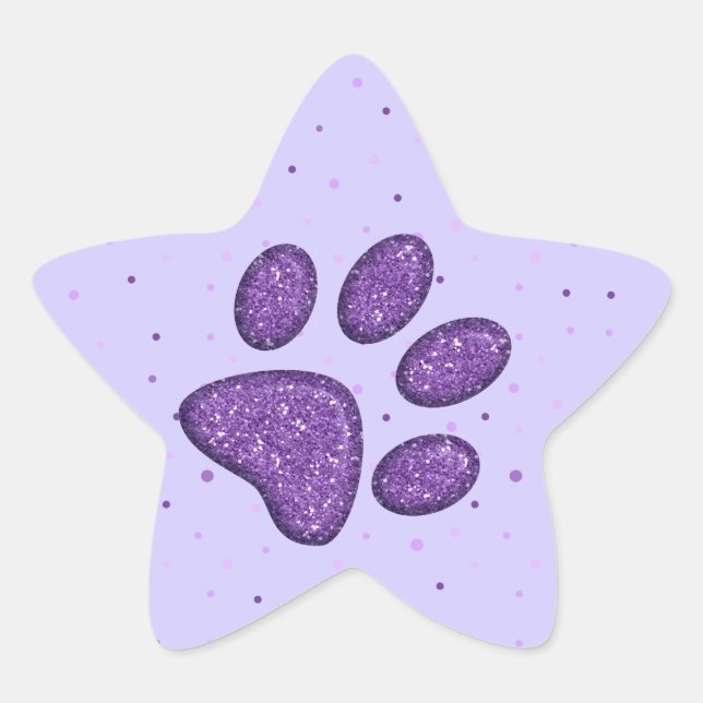 sparkling cat paw print - purple star sticker (Front)