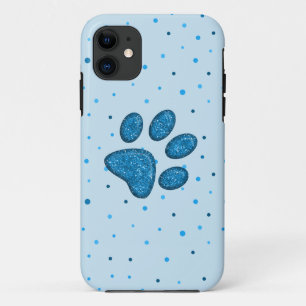 sparkling cat paw print - sky iPhone 11 case