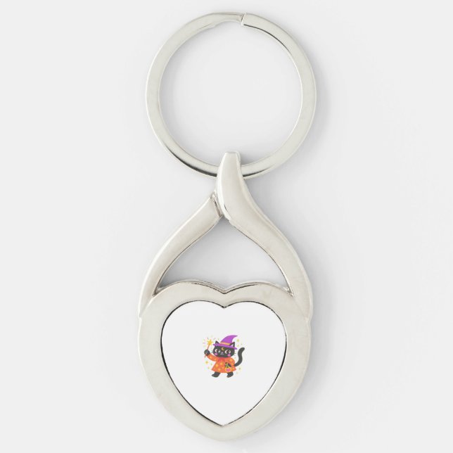 Sparkling Celestial Kitty Witch Classic T-Shirt Key Ring (Front)
