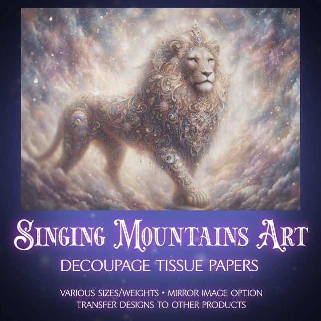 Sparkling Celestial Lion Spirit Decoupage Tissue Paper (Creator Uploaded)