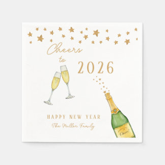 Sparkling Champagne Cheers to New Year Party Napkin