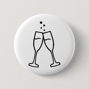 Sparkling Champagne glasses 6 Cm Round Badge