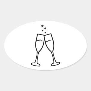Sparkling Champagne glasses Oval Sticker