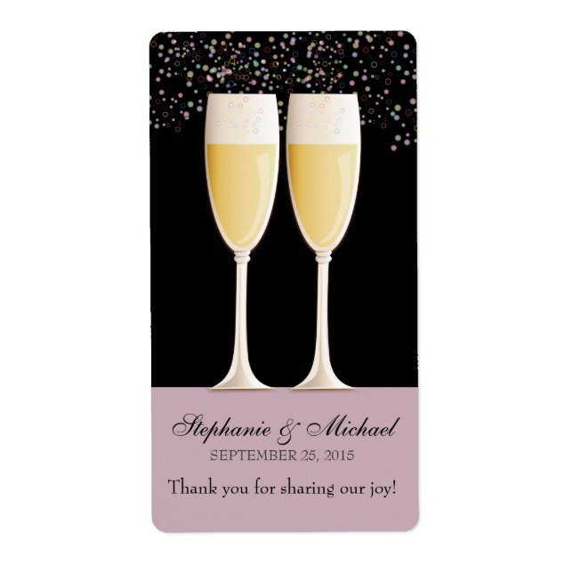 Sparkling Champagne Wedding Favour Wine Labels (Front)