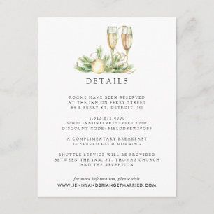 Sparkling Cheer   Winter Greenery Wedding Details Enclosure Card
