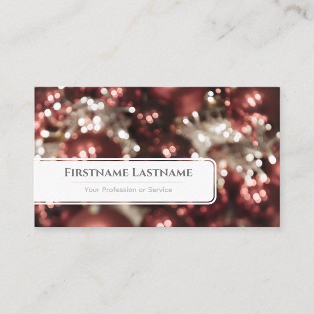 Sparkling Christmas balls festive Event Managers Business Card (Front)