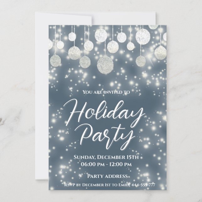 Sparkling Christmas balls  holiday corporate party Invitation (Front)