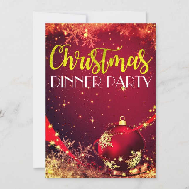 Sparkling Christmas Dinner Party Invite (Front)