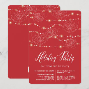 Sparkling Christmas Lights Holiday Party Invite