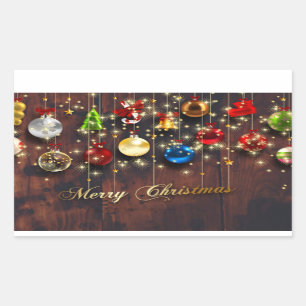 Sparkling Christmas Ornament & snowflakes Rectangular Sticker