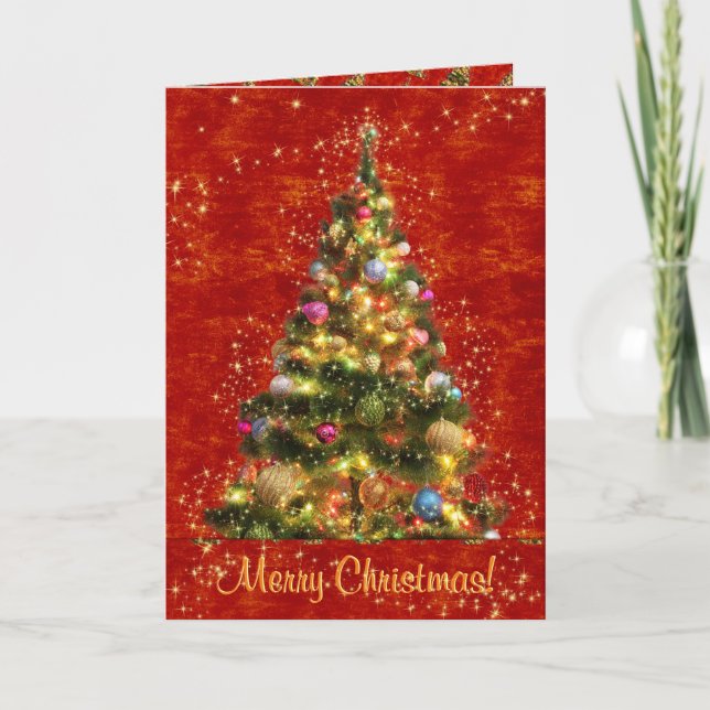 Sparkling Christmas Tree Greeting Card (Front)