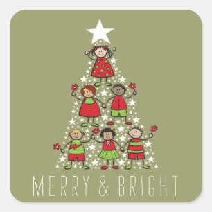 Sparkling Christmas Tree Kids Fun Holiday Sticker