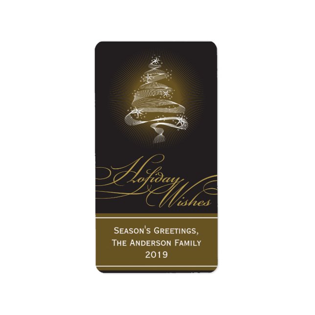 Sparkling Christmas Tree Swirls Holiday Gift Tag (Front)
