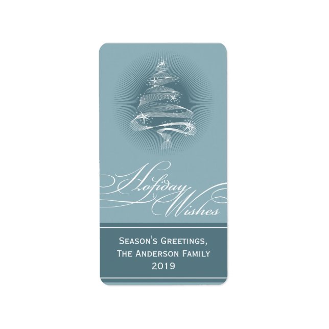 Sparkling Christmas Tree Swirls Holiday Gift Tag (Front)