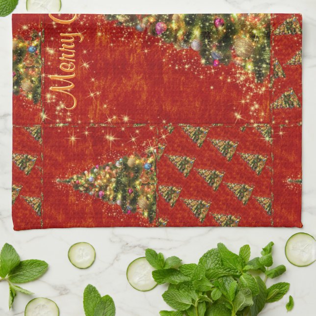 Sparkling Christmas Tree  Tea Towel (Folded)