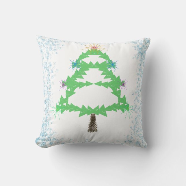 Sparkling Christmas Tree Throw Cushion (Front)