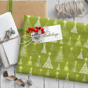 Sparkling Christmas Trees Pattern Green ID844 Wrapping Paper