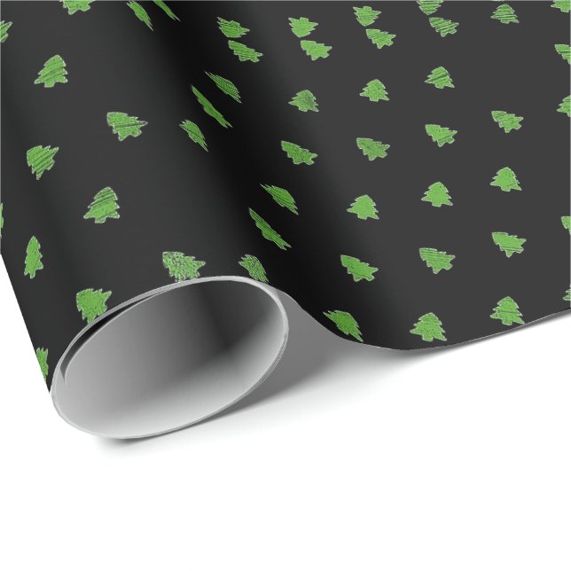 Sparkling Christmas Trees Wrapping Paper (Roll Corner)