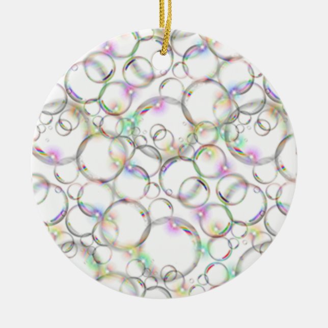 Sparkling Clear Translucent Bubbles On White Ceramic Tree Decoration (Front)
