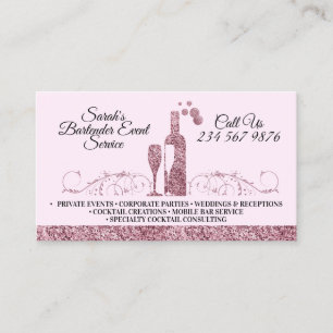 Sparkling Cocktail Bartender Service Business Card