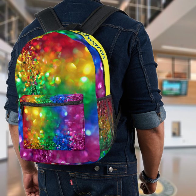 Sparkling Colour Burst Rainbow Sequin Customisable Printed Backpack (Creator Uploaded)