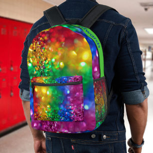 Sparkling Colour Burst Rainbow Sequin Customisable Printed Backpack