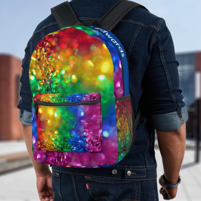 Sparkling Colour Burst Rainbow Sequin Customisable Printed Backpack (Creator Uploaded)