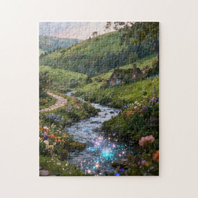 Sparkling Cottage Stream Jigsaw Puzzle (Vertical)
