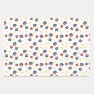 Sparkling cute Galaxy birds Wrapping Paper Sheet