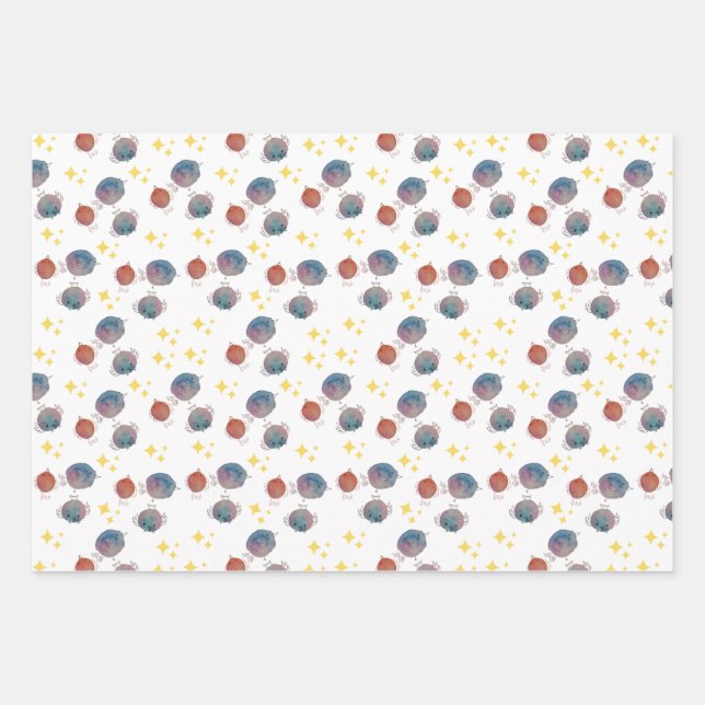 Sparkling cute Galaxy birds Wrapping Paper Sheet (Front 2)